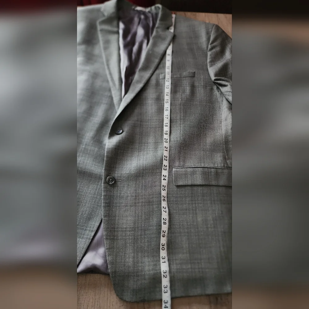 Joseph Abboud 50L‎ Gray Plaid Silk Wool Sport Coat Blazer Mens 2 Button